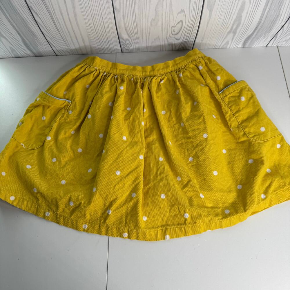 Mini Boden Yellow Polka Dot Corduroy Skirt Size 11-12 y Cotton Fully Lined